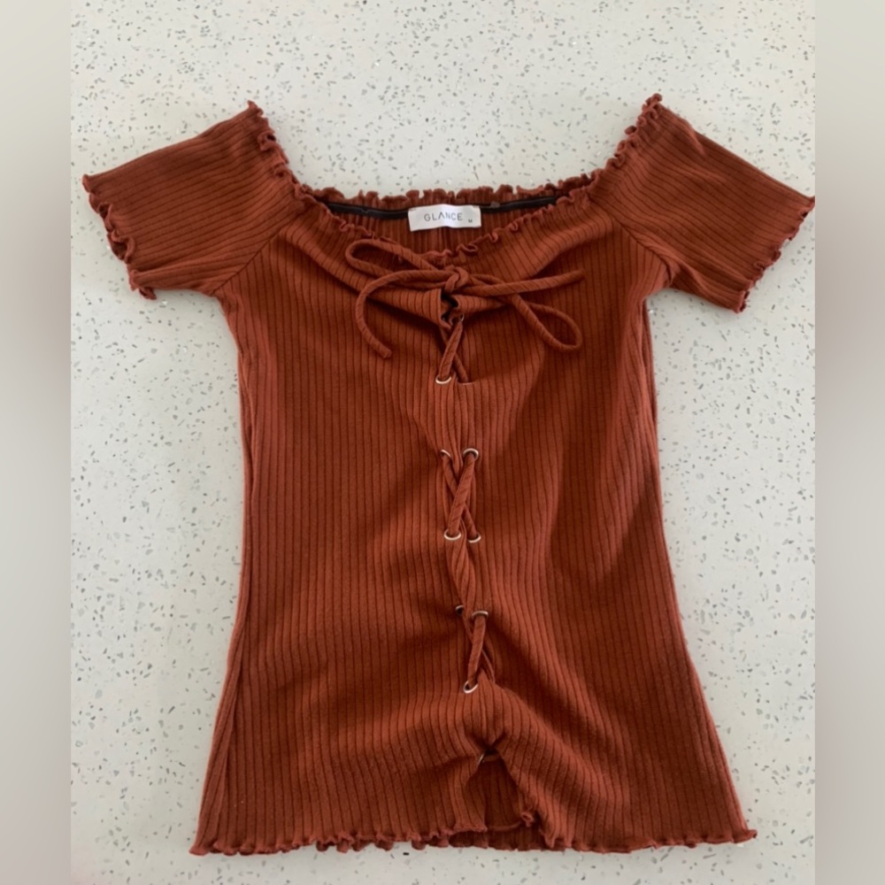 Dark Orange Off the Shoulder Top